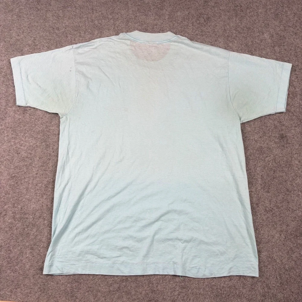 Champion T Shirt Mens XL Light Blue Script Logo Vintage 80s 90s Distressed - Picture 4 of 16